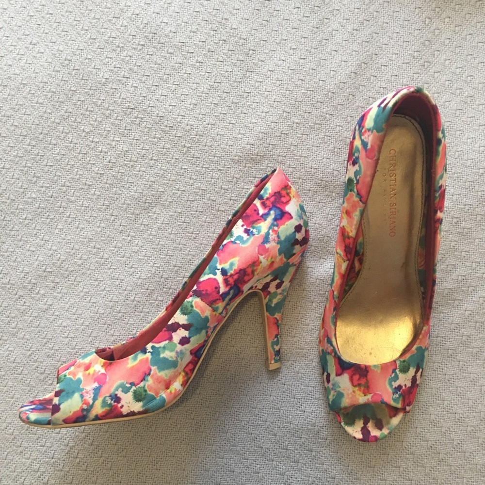 Christian Siriano Floral Open Toe Heels, size 9.5